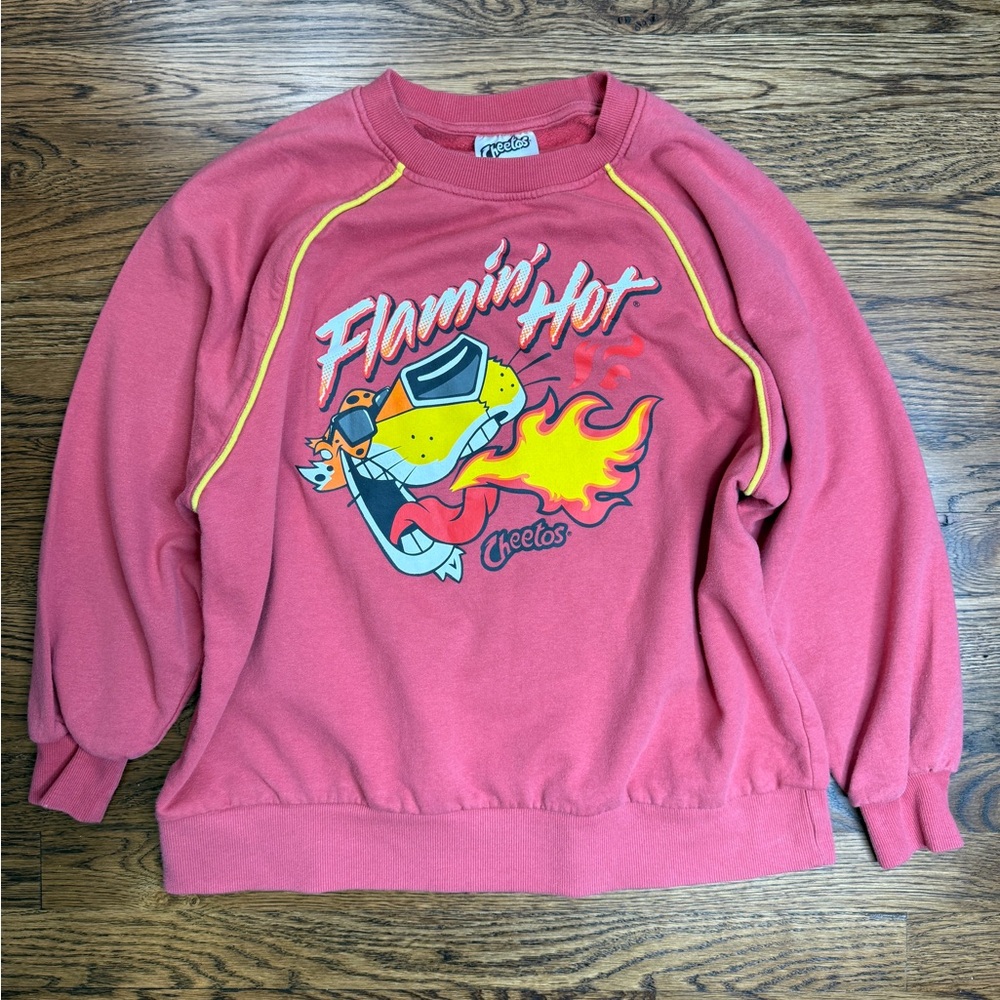 Women’s Girl’s Cheetos Flamin' Hot Graphic Sweatshirt Washed Brick Red XS (0-2)